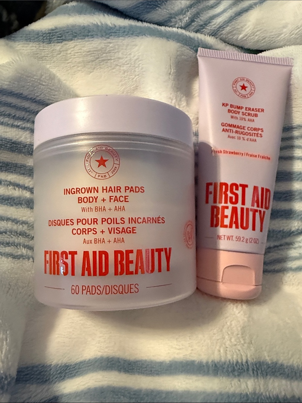 First Aid Beauty Pink Ingrown Hair Pads & KP Bump Eraser Body Scrub Set